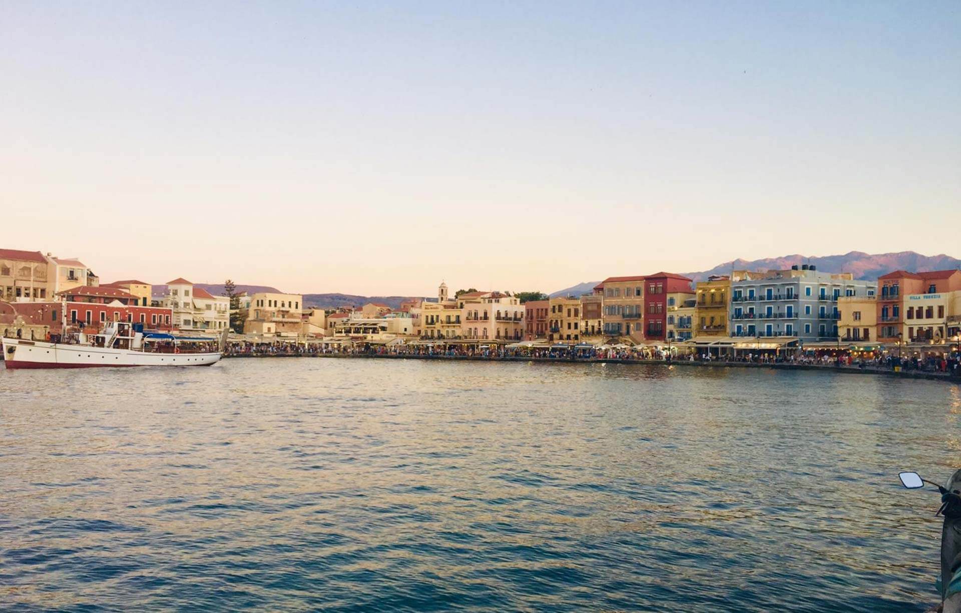 A picture of the port at Chania local shopping area Crete