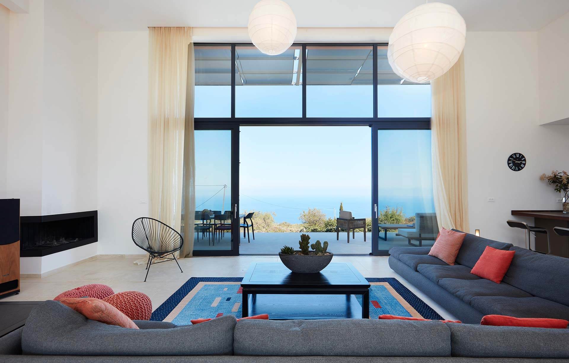 A photograph of the openplan living space at Longhouse